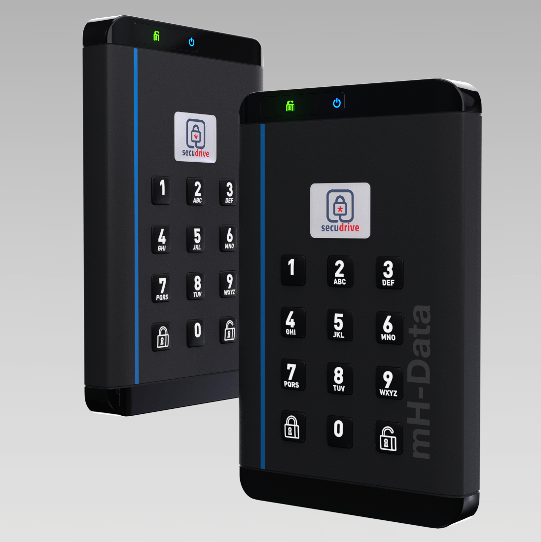 SecuDrive mH-Data Hardware-Encrypted, External Portable SSD Drive with Keypad